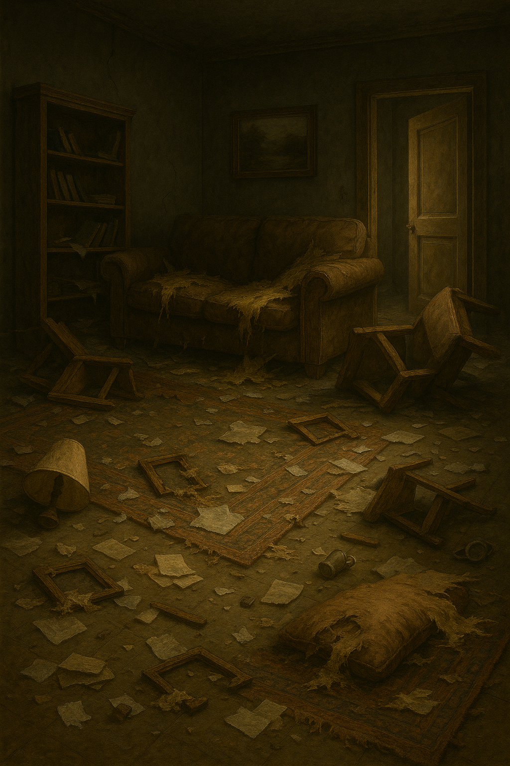 Sala destruída por cachorro ansioso